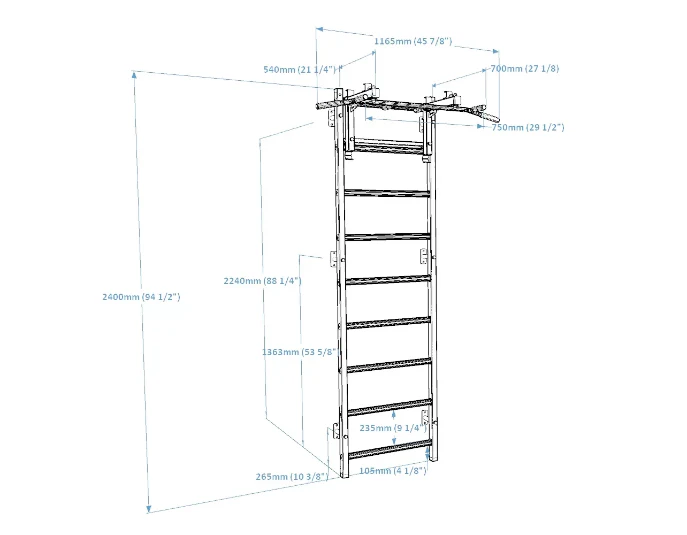 BenchK 731B - Series 7 - Wall Bars - Exercise rehabilitation equipment