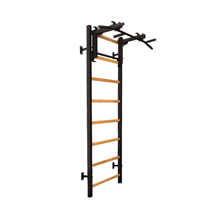 BenchK 231B - Series 2 - Wall Bars With A Convertible Steel 6-Grip Pull-Up Bar That Can Also Be Used As A Barbell Holder