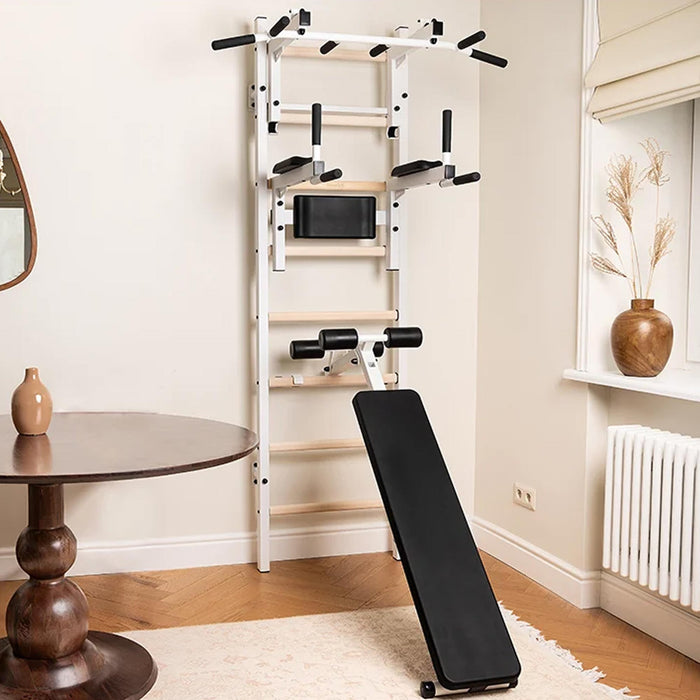 BenchK 233B - Series 2 - Wall Bars - Swedish Ladder - Versatile Home Gym System with Adjustable Pull-Up Bar and Dip Station