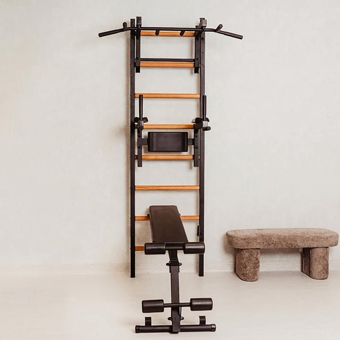 BenchK 233B - Series 2 - Wall Bars - Swedish Ladder - Versatile Home Gym System with Adjustable Pull-Up Bar and Dip Station