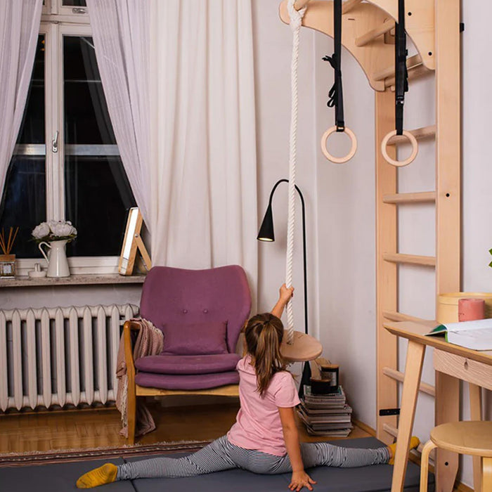 BenchK 111 + A204 - Series 1 - Versatile Wooden Wall Bars Swedish Ladder For Kids Room Exercise & Play
