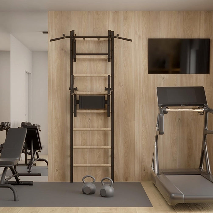 BenchK 232B - Series 2 - Wall Bars Swedish Ladder - Multifunctional Fitness Ladder With Adjustable Pull-Up And Dip Bars