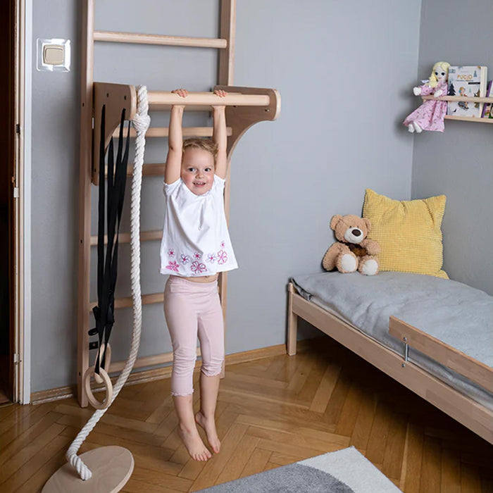 BenchK 111 + A204 - Series 1 - Versatile Wooden Wall Bars Swedish Ladder For Kids Room Exercise & Play