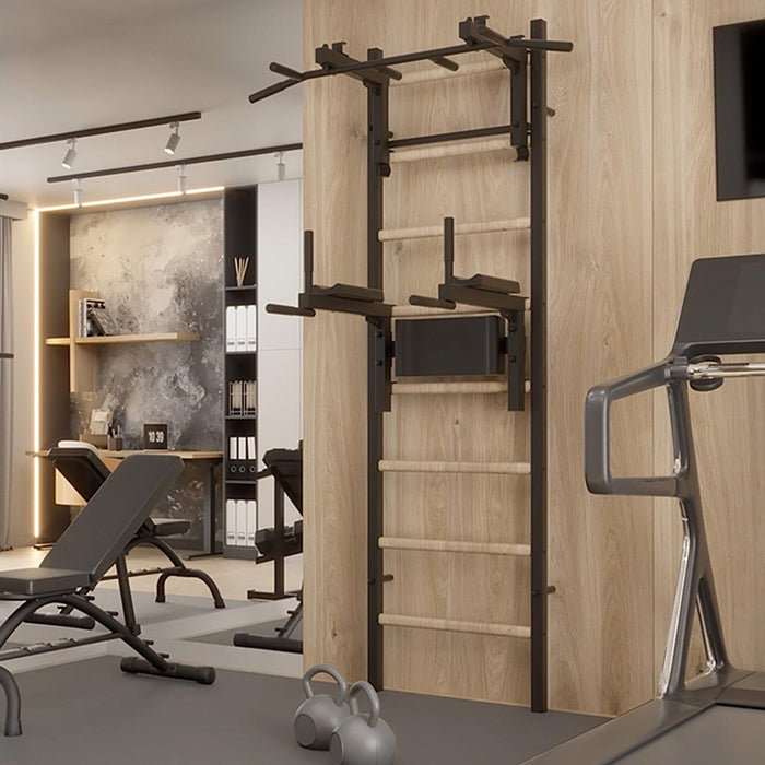 BenchK 232B - Series 2 - Wall Bars Swedish Ladder - Multifunctional Fitness Ladder With Adjustable Pull-Up And Dip Bars