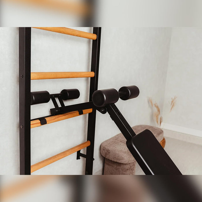 BenchK 233B - Series 2 - Wall Bars - Swedish Ladder - Versatile Home Gym System with Adjustable Pull-Up Bar and Dip Station