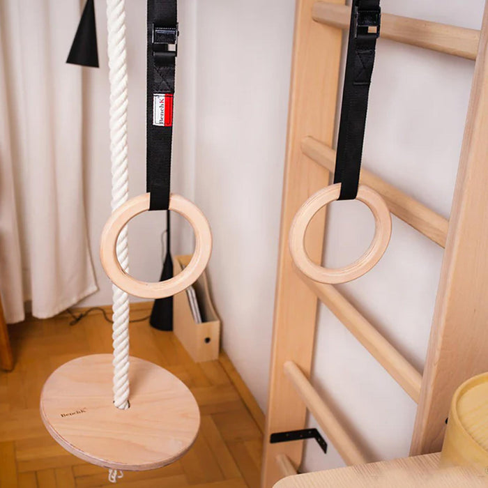 BenchK 111 + A204 - Series 1 - Versatile Wooden Wall Bars Swedish Ladder For Kids Room Exercise & Play
