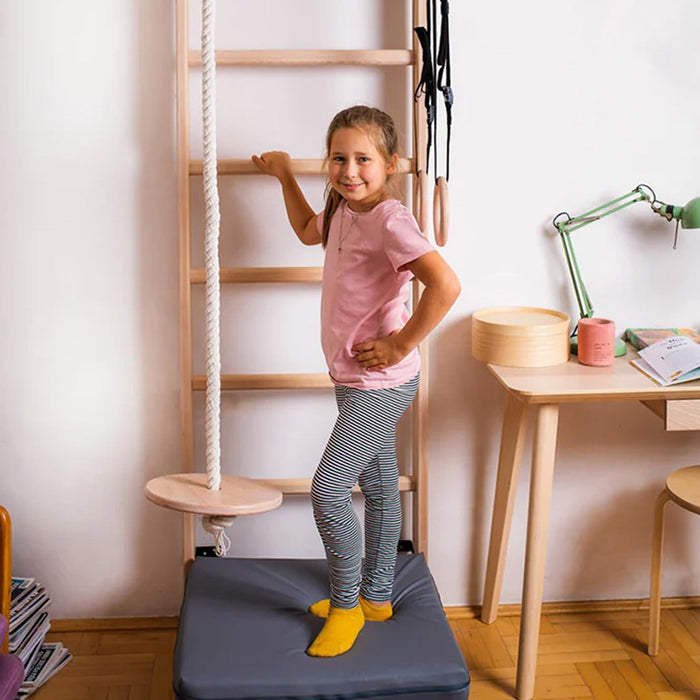 BenchK 111 + A204 - Series 1 - Versatile Wooden Wall Bars Swedish Ladder For Kids Room Exercise & Play