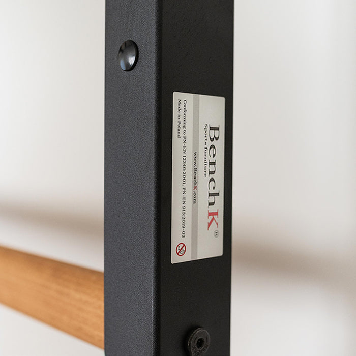 BenchK 523B - Series 5 - Wall Bars Swedish Ladder with Bench, Pull-Up & Dip Bars, Compact Beech Wood & Steel Design