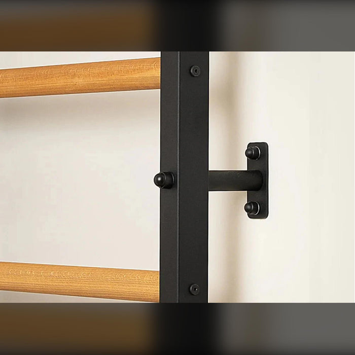 BenchK 231B - Series 2 - Wall Bars With A Convertible Steel 6-Grip Pull-Up Bar That Can Also Be Used As A Barbell Holder