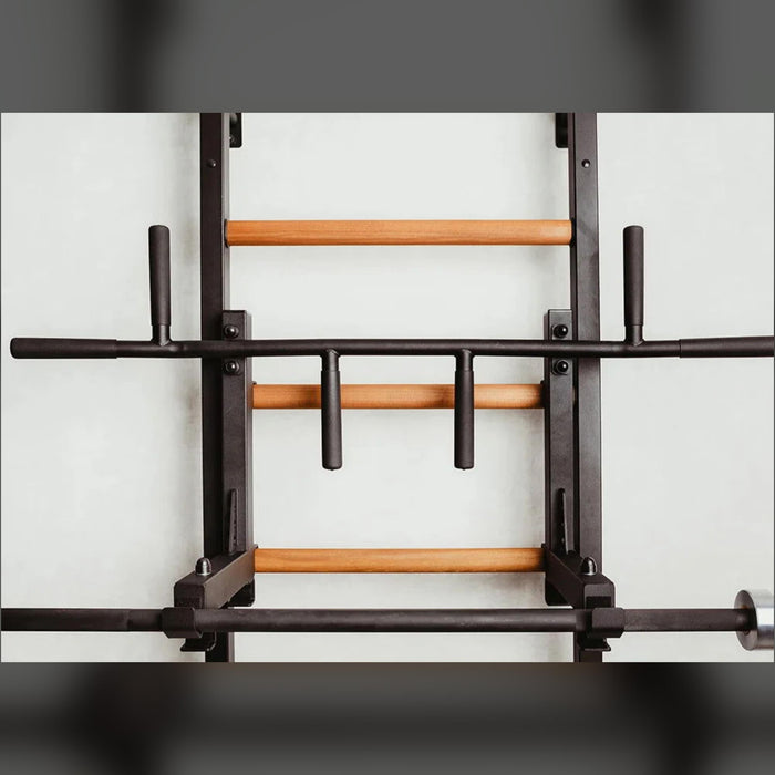 BenchK 231B - Series 2 - Wall Bars With A Convertible Steel 6-Grip Pull-Up Bar That Can Also Be Used As A Barbell Holder